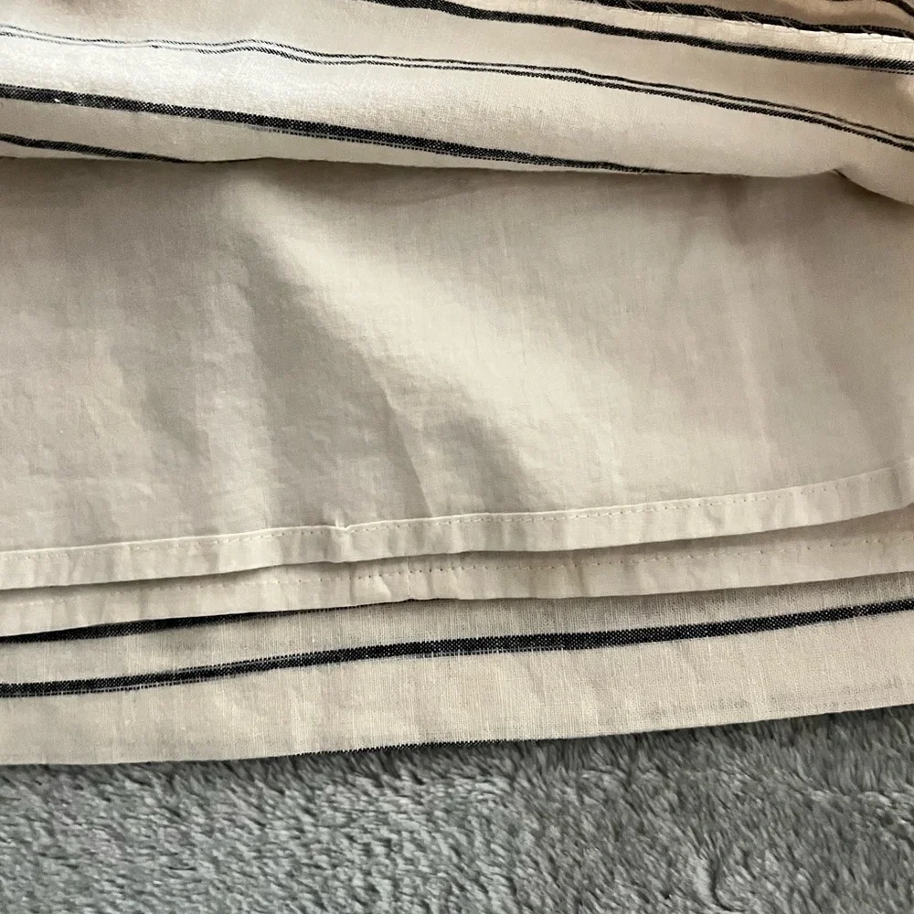 NWOT MADEWELL linen striped cream gray mini skirt lined size 00 new without tags